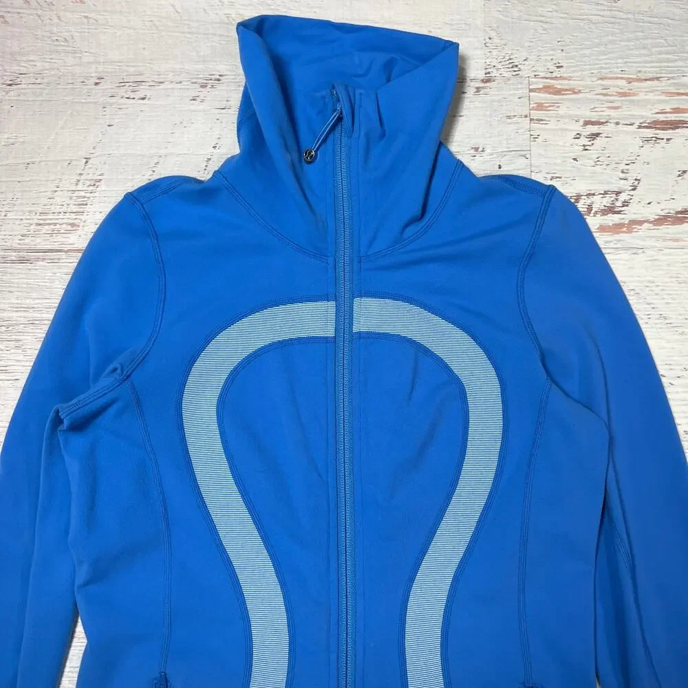 Lululemon In Stride Athletic Jacket Size 4 Blue Full Zip Workout Top Athletic